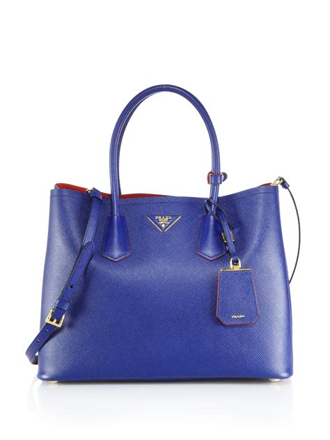 prada saffiano leather tote blue|Prada medium saffiano leather bag.